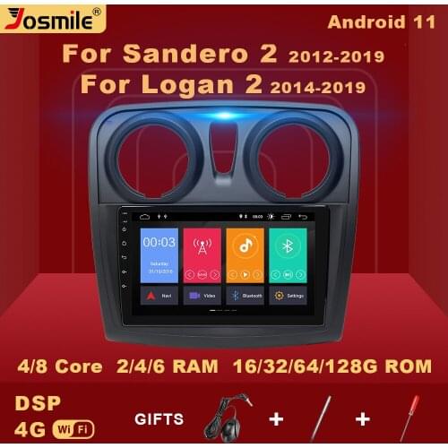 2 din Android 11 Car Radio Multimedia Player For Renault Logan 2 Sandero 2014-2019 GPS Video dvd AI Voice Control 4GB WIFI DSP