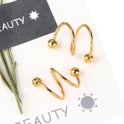 2pcs/lot Spiral S Shape Nose Ring Helix Stainless Steel Ear Piercing Ear Rings Lip Piercing Body Piercing Jewelry