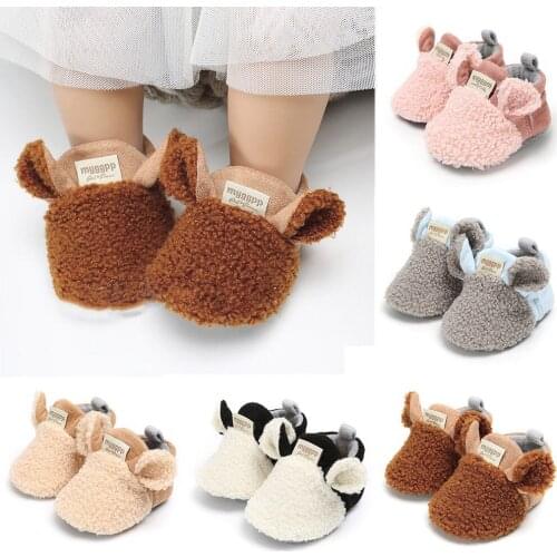 2018 Cute Newborn Infant Baby Girls Cotton Shoes Bow Soft Sole Prewalker Winter Warm Casual Flats Shoes
