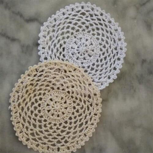 2021 Modern lace cotton table place mat crochet coffee placemat pad Christmas coaster cup mug tea dining New Year doily kitchen