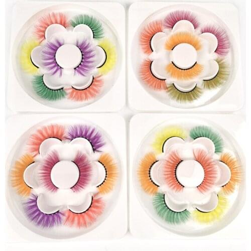 4 Pairs 3D White Mink Lashes Wholesale Natural Long Thick Fluffy Colorful False Eyelashes Lash Extension Supplies Makeup