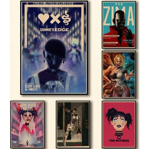 50 Designs Anime Love,Death&Robots Kraftpaper Poster HomeDecal Painting Wall Sticker for Coffee House Bar A3 42X30CM