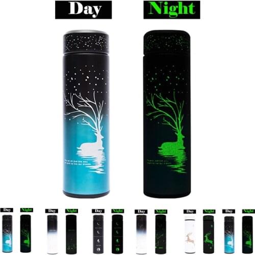 500ml Luminous Cup Thermos Vacuum Insulation Cup Bullet Insulation Cup Vacuum Cup 304Stainless Steel Water Bottle Travel Mug