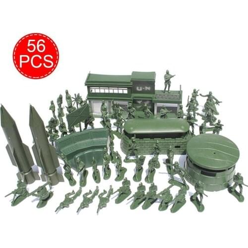 56pcs/Set Mini Military Soldiers Figures Models Toy Classic Army Men Desk Decor Kids Children Toddler Accessories Playset