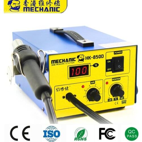 6 Sets Mechanic Hot Air Gun HK-850D BGA Rework Solder Station Soldering Heat Air Gun Station SMD SMT Welding Repair