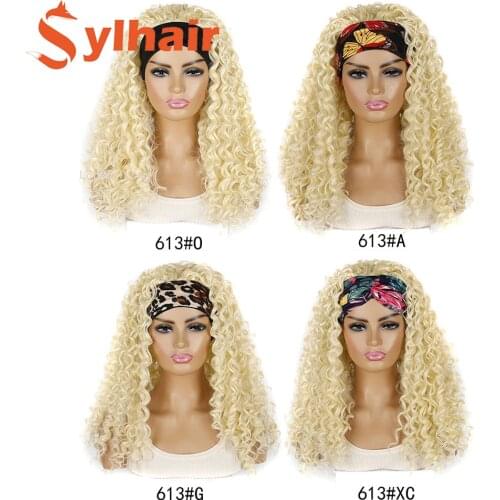 613# Headband Wig Synthetic Afro Kinky Curly Wigs Long Black Yaki Straight Synthetic Wigs for Black Women Heat Resistant Sylhair