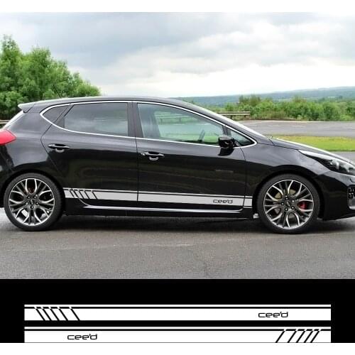 2pcs Side Stripe Car Sticker For Kia Ceed Auto Vinyl Film Racing Sports Graphics Styling Decal Decoration Tuning Car Accessorie