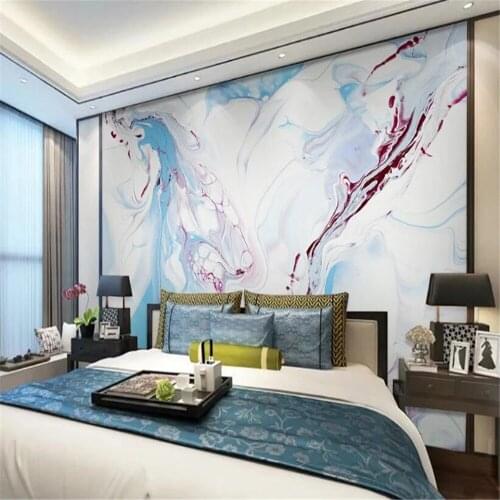 Milofi custom 3D non-woven fabric large mural wallpaper color ink marble pattern background wall