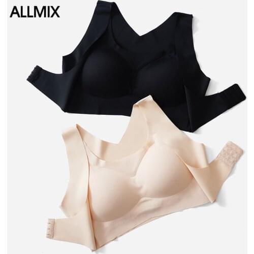 ALLMIX Large Size Seamless Womens Bras Breathable Sports Top Bra Solid Sexy Lingerie Soft Comfort Push Up Brassiere Tube Top