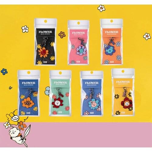 JCBTSH Cartoon cute pattern flower series key chain creative key chain backpack pendant small gift fastener student pendant