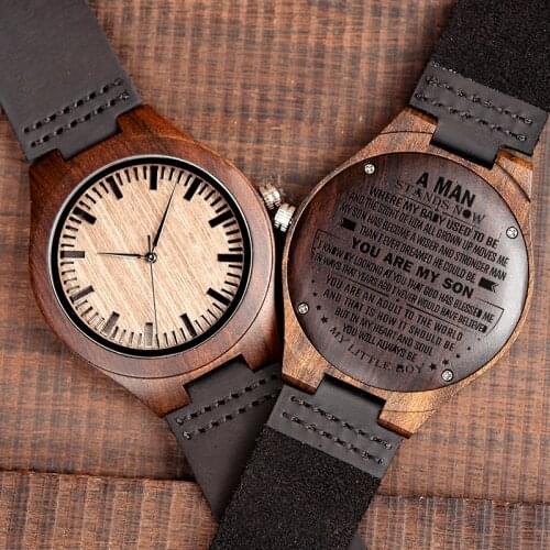 BOBO BIRD Wood Engraving Men Watch Family Personalized Watches Christmas birthday anniversary Present Gift for Men Drop Shipping