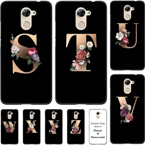 Flower 26 English Letter Custom Initial Case For Huawei Y7 Prime 2017 For Huawei Enjoy 7 Plus TRT-AL00A 5.5" Soft Silicone Cover