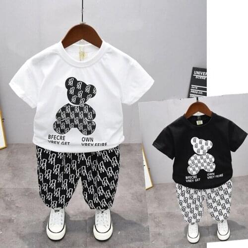 Children Girls Sport Suits Baby Boy Clothes Sets Summer Kids T-Shirt+Thin Comfortable Sweatpants Suit Cartoon Printed Clothes