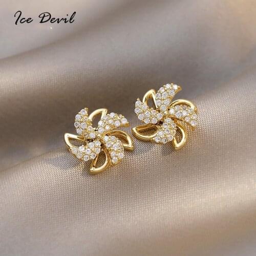 XM Street Snap-Style Delicacy Elegant Zircon Windmill Ear Stud Gift Banquet Party WOMENS Jewelry Earrings