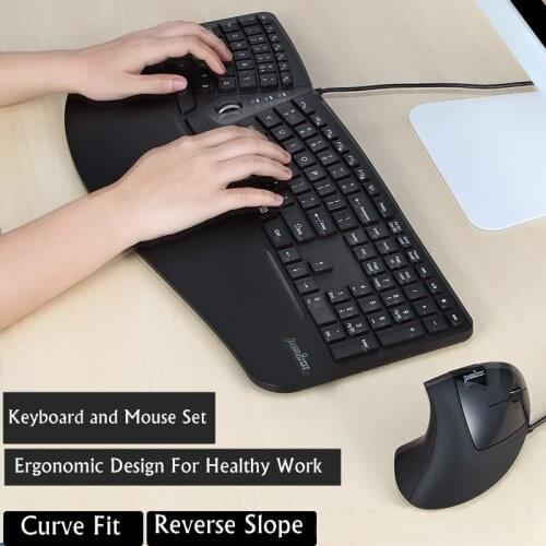 PERIXX PERIDUO-505 Ergonomic USB Wired Keyboard and Mouse Set Ergonomic Laptop Desktop Offce Keyboard and Mouse Set