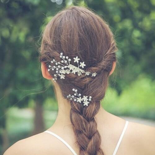 Floralbride Handmade Alloy Opal Crystal Rhinestone Pearls Flower Bridal Hair Comb Pin Set Wedding Hair Accessories Women Jewelry