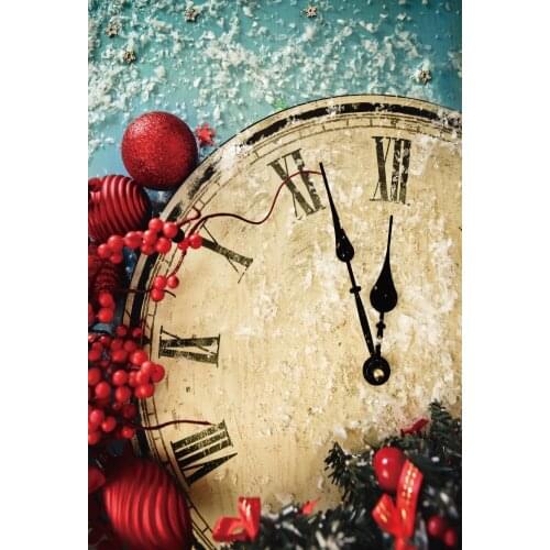 Laeacco Happy New Year Festivals Red Pine Cone Digital Clock Party Poster Banner Photographic Background Photo Backdrops