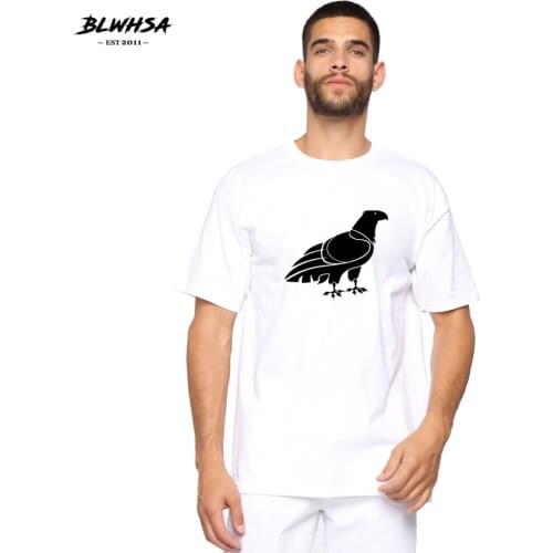 BLWHSA Eagle Printed T Shirt Men 100% Cotton Fashion Short Sleeve Funny T-shirt Animal Eagle Print Summer For Men Plus Tops Tees