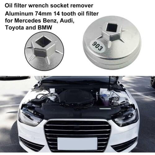 Oil Filter Wrench Universal High Hardness 903Aluminum 14Flutes 74MM Fuel Filter Remover for Car