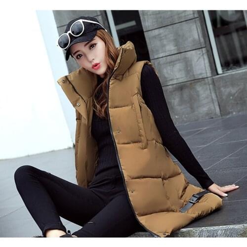 Hot Sale! 2017 New Autumn Winter medium length coat Women Cotton Inner parkas vest Fashion Slim Thickening Warm vest ZL421