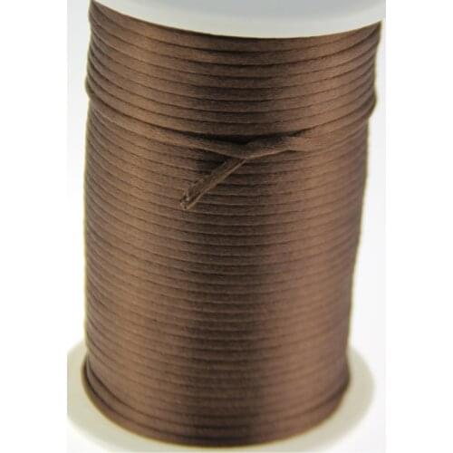 Hot 10yards brown 2MM Rattail Satin Cord Macrame Beading Nylon Chinese knot rope wholesale bulk jewellery making supplies