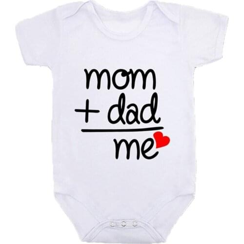 2020 New Baby Rompers Short Sleeve mom& dad& me Printed Letter Newborn Onesie Toddler Girls Summer Clothes Roupas De Bebes 0-24M