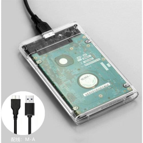 HDD Enclosure 2.5-inch USB 3.0 Hard Drive Case High Data Transmission Speed SSD Transparent Box
