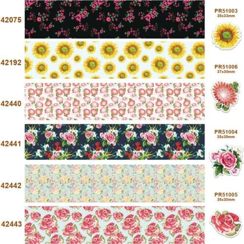 Sunflower printed grosgrain ribbon 42075