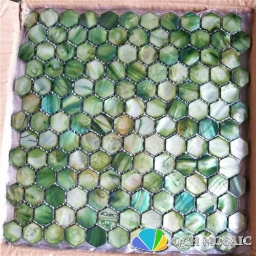Freshwater shell mother of pearl mosaic tile for kitchen backsplash and bathroom wall tile green color hexagon style