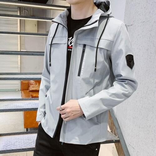 Jacket Men 2019 New Spring Autumn Bomber Hooded Jacket Men Casual Slim Windbreaker Jacket Male Outwear Zipper Thin Coat Big Size