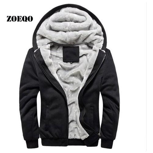 ZOEQO Winter Warm Thick Velvet Solid hoodie Sweatshirt Men casual Autumn Mens Hoodies And Sweatshirts 4XL 5XL