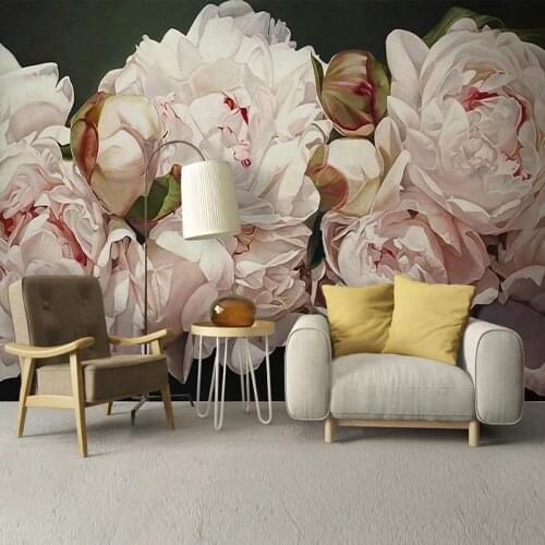Custom Mural Wallpaper 3D Pastoral Hand-painted Flowers Living Room Bedroom Background Wall Painting Papel De Parede Wallpapers