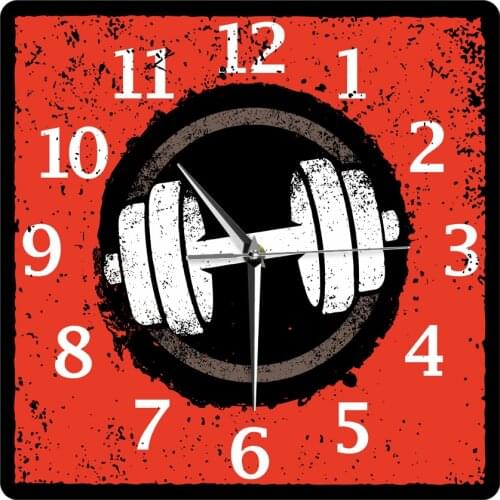 Lifestyle Non ticking Acrylic Printed Fitness Dumbbell Exercising Healthy Wall Hanging Watch Body Building Gym Decor Wall Clock