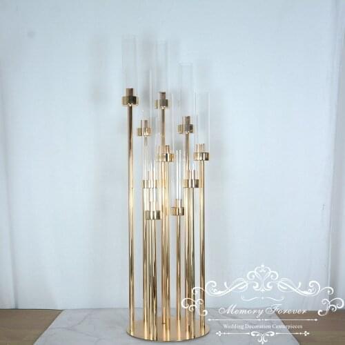 4PCS New Arrival 10 Arms Candelabra Metal Candle Holder Gold Centerpieces for Event Wedding Party Decoration Home Decor