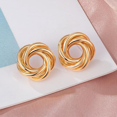 New Bohemian Hoop Earrings Fashion Gold Big Metal Twisted Earrings For Women Punk Earrings Trend Jewelry 2021 Gift Accessories