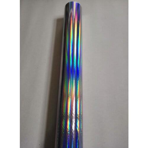 Plain holographic foil silver color rainbow light seamless hot press on paper or plastic 64cm x 120m stamping foil