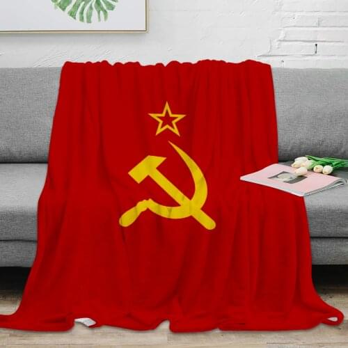 Flag of USSR Throw Blanket Warm Microfiber Blanket Best Sale Flannel Blanket For Beds Home Decor Wholesale