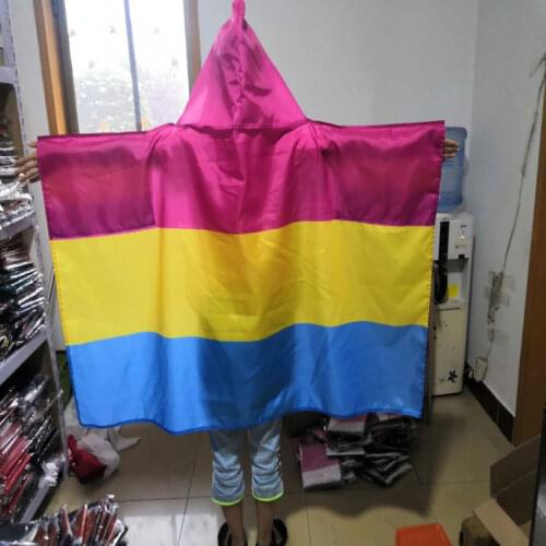 Wholesale Pansexual Pride Cape 150x90 CM 100D Polyester Vivid Color Digital Printing Double Stitched Cheap