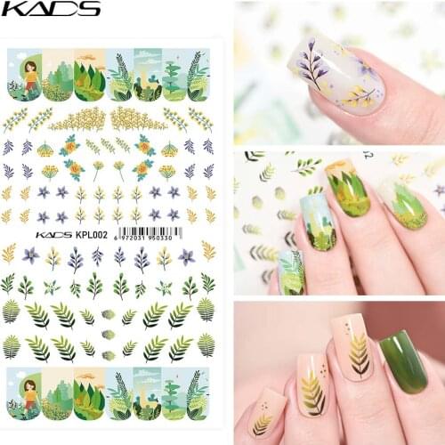 KADS 1pcs Water Nail Decal Forest Leaves Girl Pattern Nail Water Transfer Decals Sticker Foil Decoration 3d Manicure Sticker