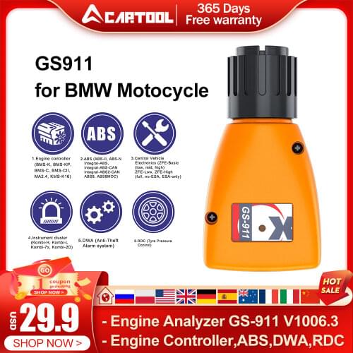 Professional Engine Analyzer GS-911 V1006.3 GS911 Emergency Diagnostic Scanner Tool For BMW Motorcycles GS911