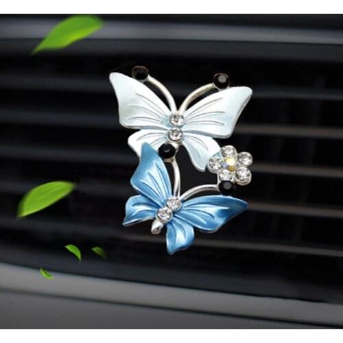 Lovely Dual Butterfly Fragrance Auto Parfum Air Outlet Freshener Perfume Aroma Clip Diffuser Interior Decoration Car Accessories