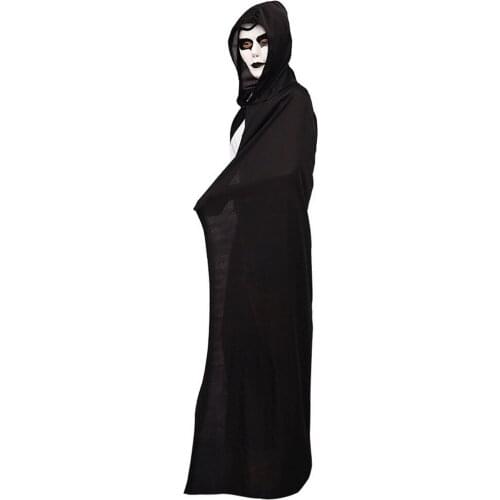 Halloween Loose Hooded Cape Adult Women Men Unisex Long Cloak Black Costume Dress Coats Gifts