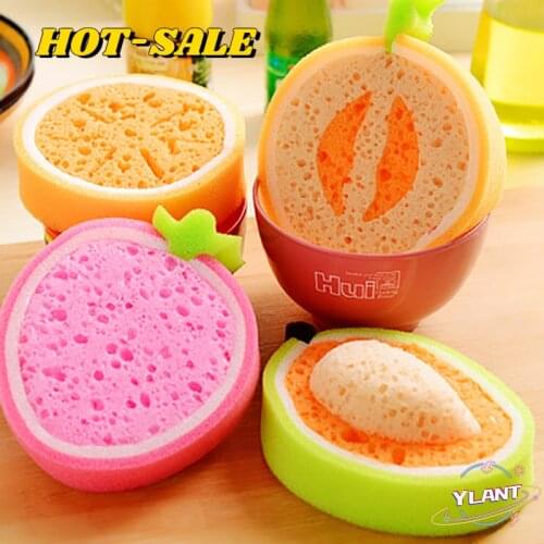 SWT Fruit Shape Rags Thicken Scouring Pad Sponge Cloth Scouring Kitchen Cleaning Dishcloths Washing Dish Towel