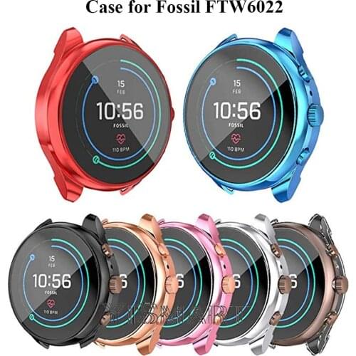 Screen Protector Case Cover for Fossil Gen 4 Sport Womens FTW6022 Watch Cases Plating TPU Shockproof Bumper Shell