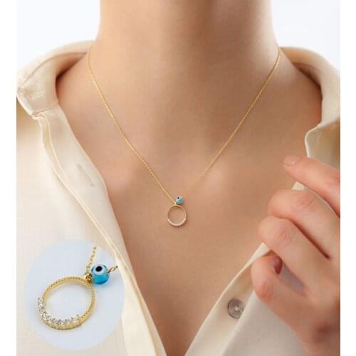 925 sterling Silver Evil Eye Ring Necklace Hand Making