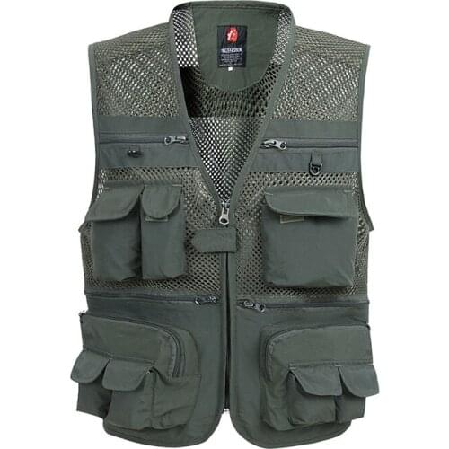 Summer Mesh Vest for Men Spring Autumn Male Casual Thin Breathable Multi Pocket Waistcoat Mens Baggy 5XL Vest with Many Pockets