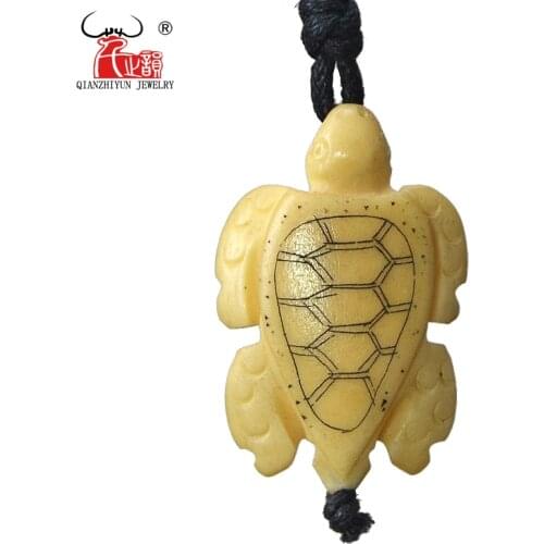 GX101 Hot Sale Yak bone jewelry Hawaii Surfer pendant men necklace Vintage yellow Sea Turtles necklace handmade gift miniature