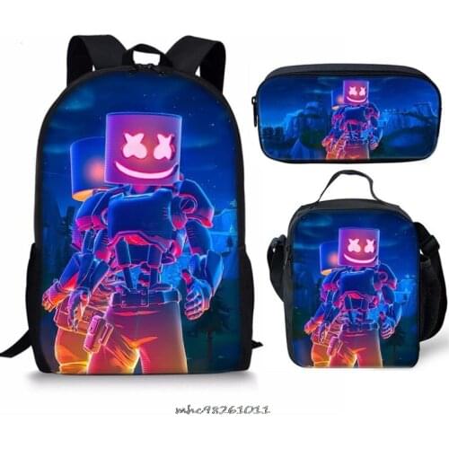 3Pcs/Set Hot Marshmello Backpack School Bags for Teenage Girls Daily Backpack Kids Book Bags Casual Travel Shoulder Bags