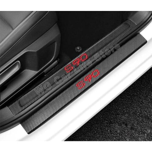 Car Stickers And Decals For Volvo S90 Carbon Fiber Auto Scuff Plate Door Sill Cover Protector Sticker Car Accessories 4Pcs