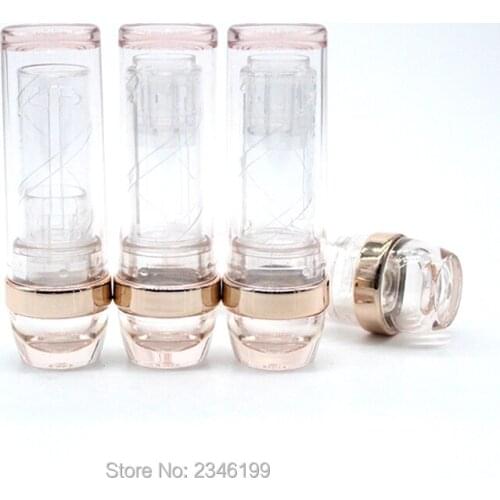 50pcs/lot 12.1mm High Grade Clear Lipstick Tube, Plastic DIYClear Gold Empty Lip Balm Container, Eleagnt Lip Rouge Filler